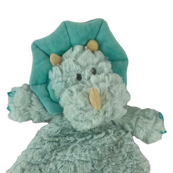 Demdaco Green Dinosaur Lovey 14" Triceratops Baby Security Blanket Rattle - Picture 2 of 5